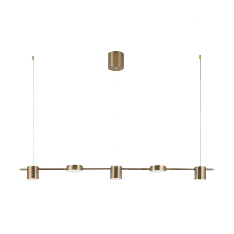 Drum Aluminium Hanglamp Eiland Modern Eenvoudig 3/5-lichts Zwart/Goud Plafondlamp in Warm/Wit Licht