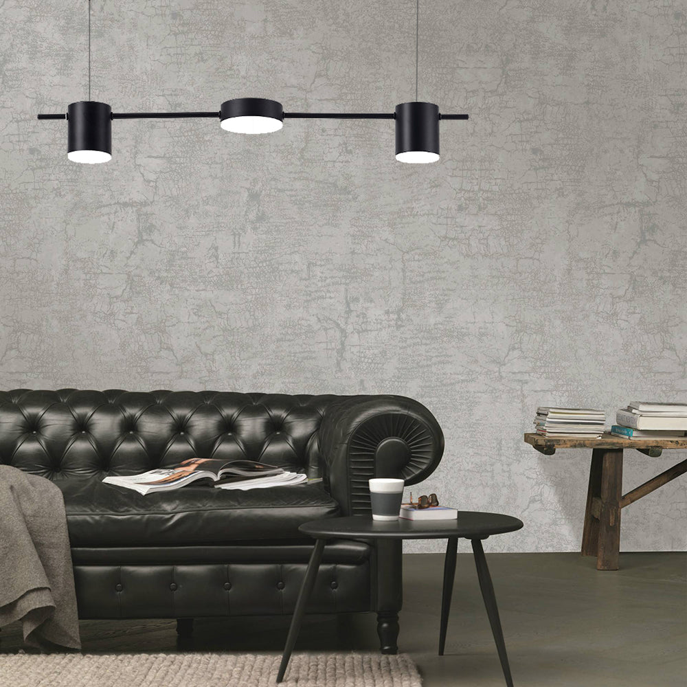 Drum Aluminium Hanglamp Eiland Modern Eenvoudig 3/5-lichts Zwart/Goud Plafondlamp in Warm/Wit Licht