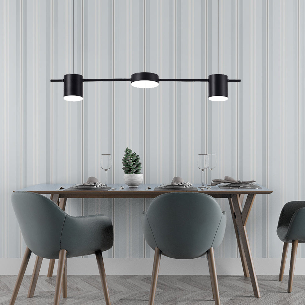 Drum Aluminium Hanglamp Eiland Modern Eenvoudig 3/5-lichts Zwart/Goud Plafondlamp in Warm/Wit Licht