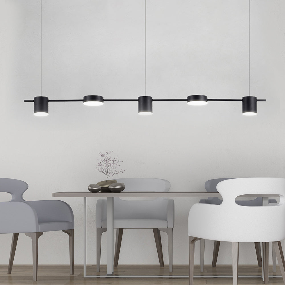 Drum Aluminium Hanglamp Eiland Modern Eenvoudig 3/5-lichts Zwart/Goud Plafondlamp in Warm/Wit Licht