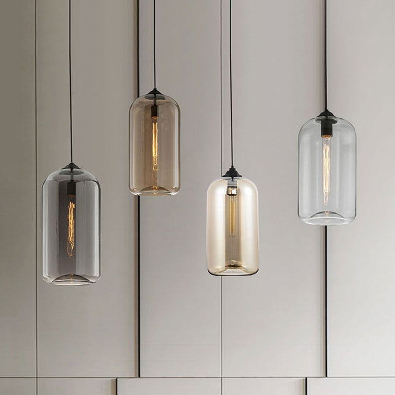 Brede Glas Hanglamp - Moderne 1-Lichts Zwarte Lamp