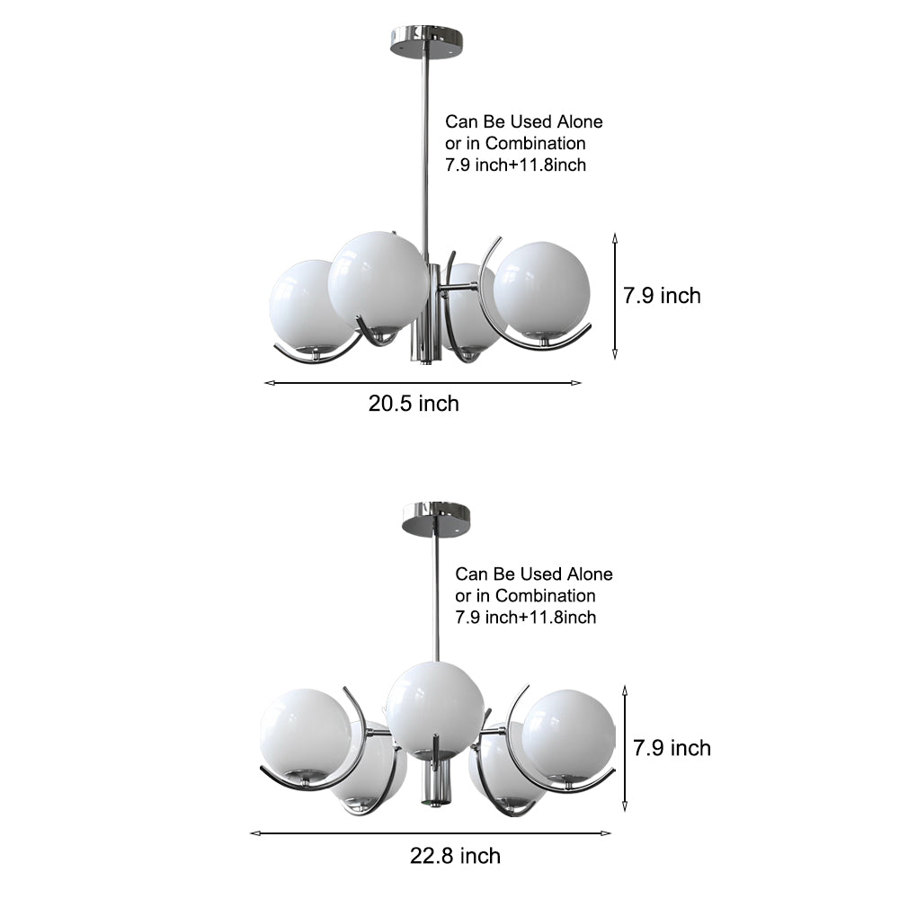 4/5-lichts Glazen Globe Bal Electroplating IJzer Nordic Kroonluchter