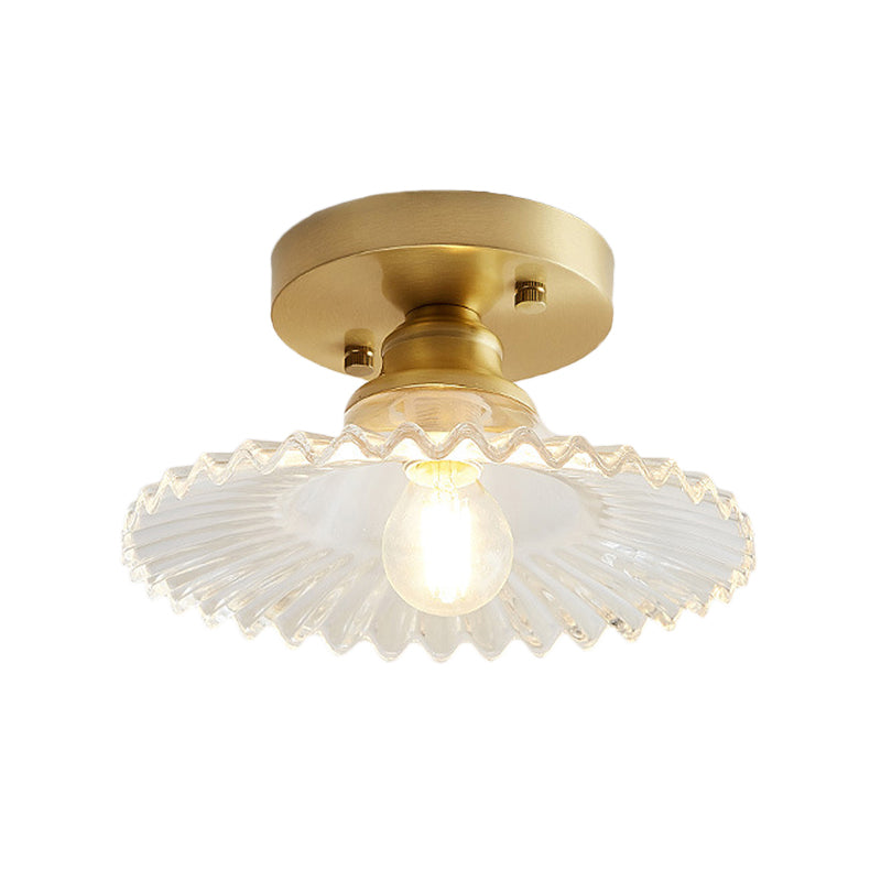 Industrieel Semi-Flush Plafondlamp met Groene Geribbelde Glazen Kap