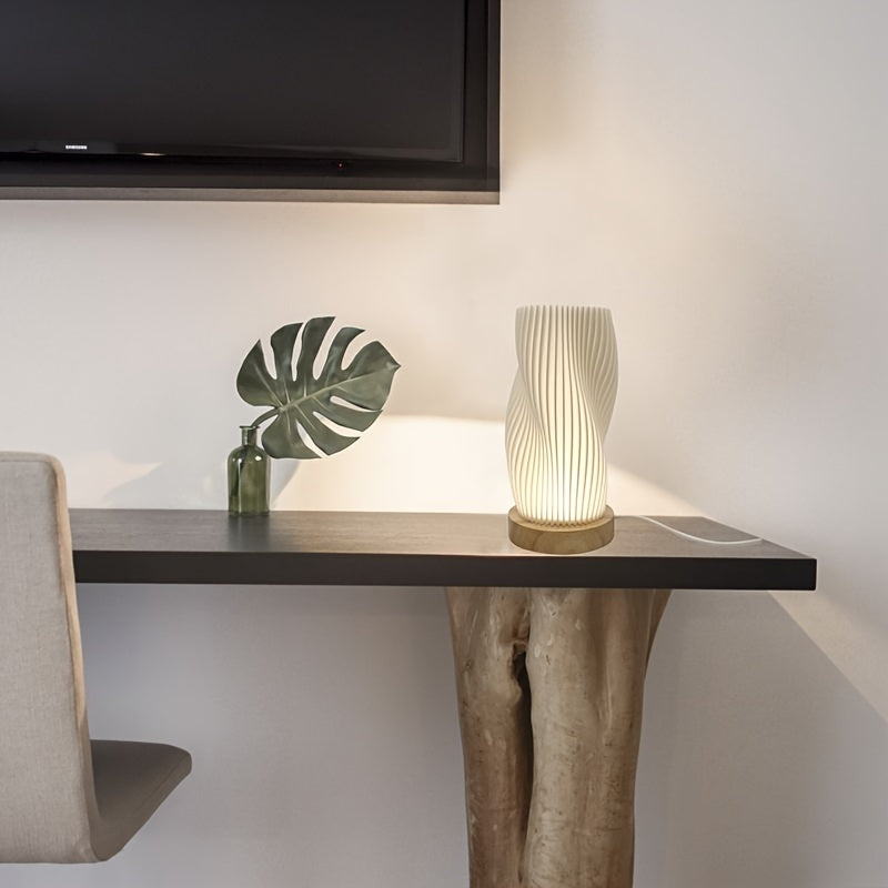 CozyLight - LED Nachtlamp met Houten Voet, USB Gevoed, Dimbaar