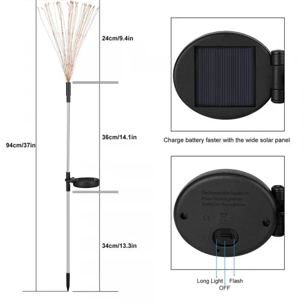 4 Stuks Buiten Solar Tuin Vuurwerk Lampen