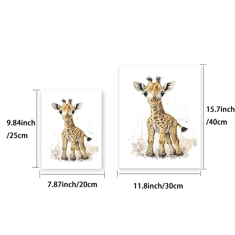 8 stuks Canvas Poster, Modern Kunst, Schattige Olifant Leeuw Giraffe Tijger Zebra, Kinderkamer Muurdecoratie, Dierenposters, Ideaal Cadeau voor Slaapkamer, Wanddecoratie, Geen Lijst