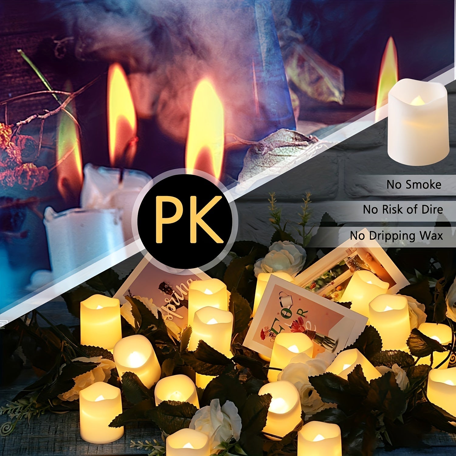 24-delige set LED-theelichtjes – Flameless Kaarsen voor Kerstmis, Halloween, Valentijnsdag en Ramadan Decoratie