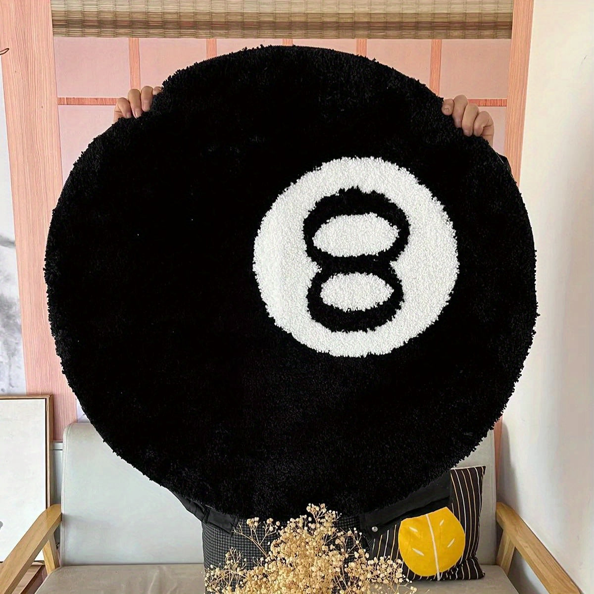 1pc Black 8 Balls Vloerkleed - Zacht, Antislip Tufted Tapijt voor Binnen en Buiten