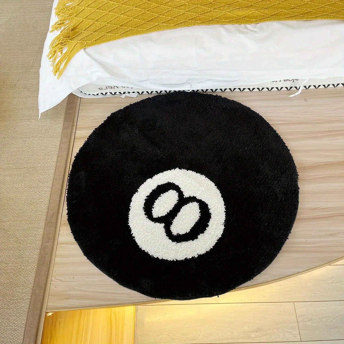 1pc Black 8 Balls Vloerkleed - Zacht, Antislip Tufted Tapijt voor Binnen en Buiten