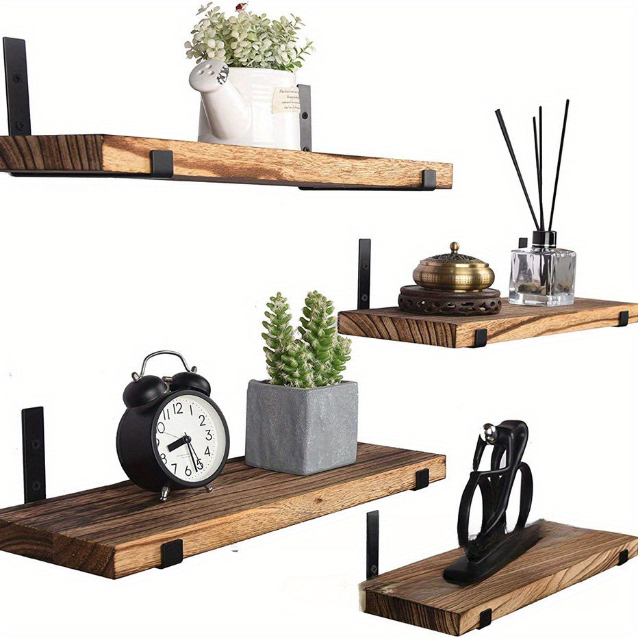 RusticShelf - Set Van 4 Zwevende Houten Wandplanken