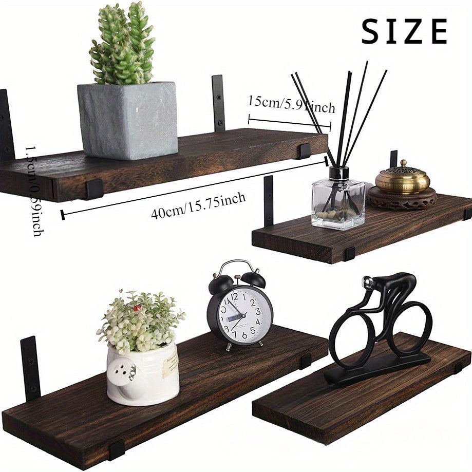 RusticShelf - Set Van 4 Zwevende Houten Wandplanken