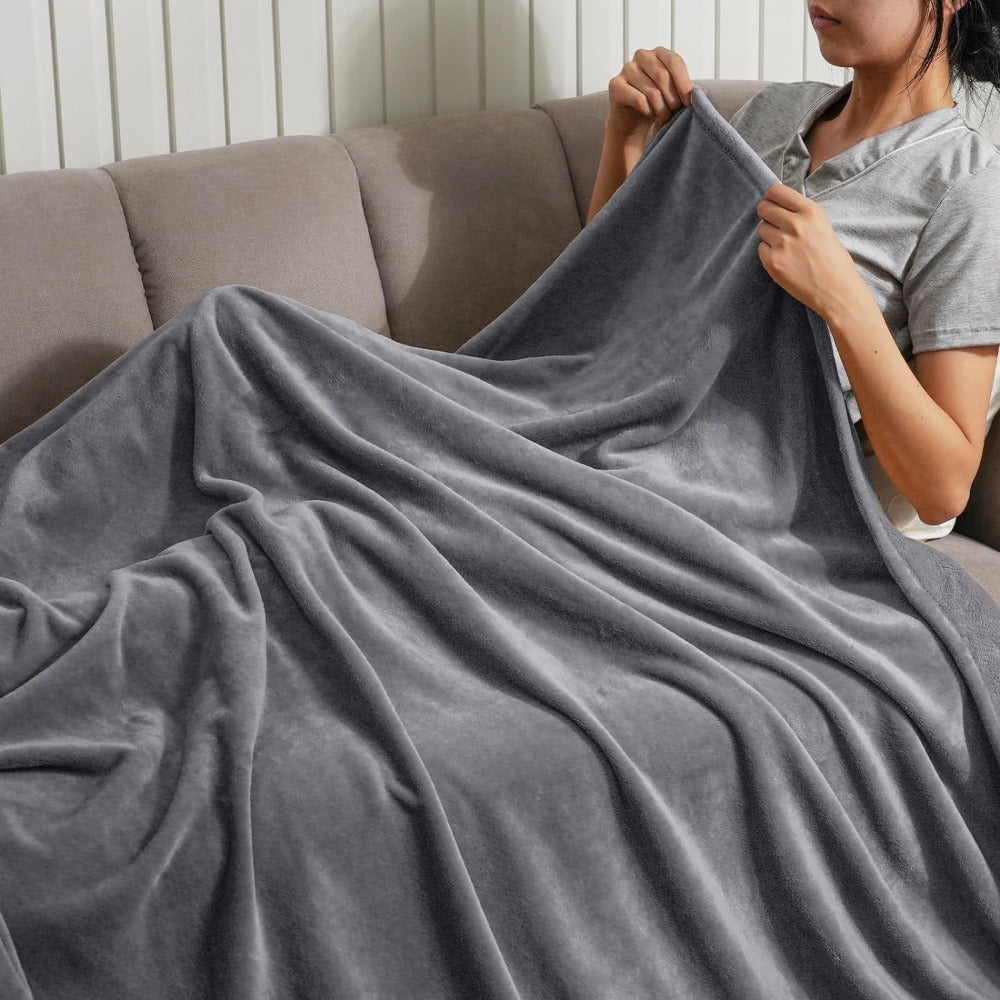 Ultra Zachte Polyester Fleece Deken - Omkeerbaar, Pluisvrij, All-Season Luxe voor Bed, Bank of Sofa - Glamourstijl, Effen Weefpatroon