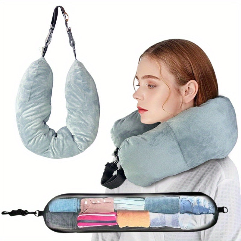 Travel Pillow - Verstelbaar polyester nekkussen met opbergtas, lichtgewicht en comfortabel