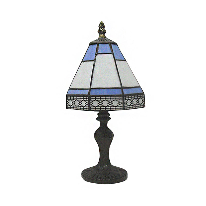 Tiffany Tafellamp - Beige/Blauw Pagode Stijl Bedlampje