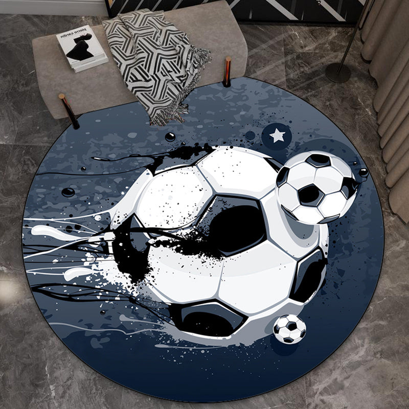 Pluche Kristalfluwelen Voetbal-Thema Ronde Vloerkleed - Antislip, Perfect voor Woonkamer & Slaapkamer Decor