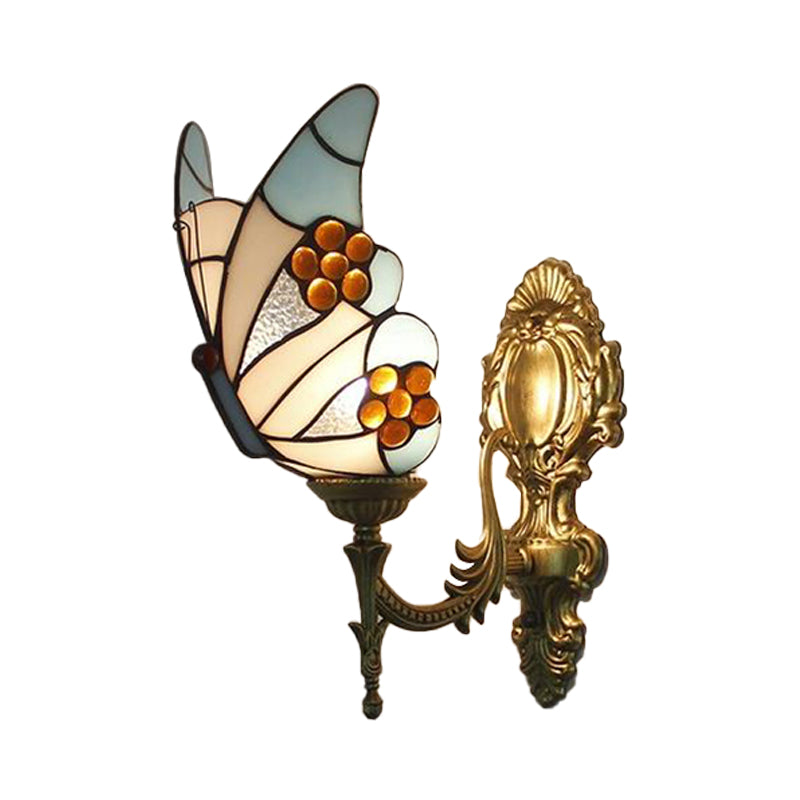 Blue Butterfly Wall Sconce - Tiffany Stijl Gebrandschilderd Glas Wandlamp voor Keuken