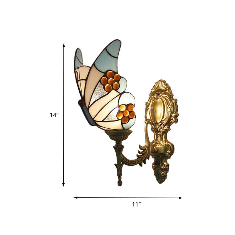 Blue Butterfly Wall Sconce - Tiffany Stijl Gebrandschilderd Glas Wandlamp voor Keuken