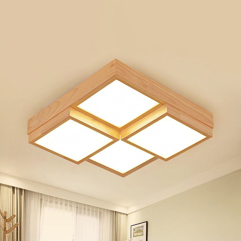 Houten LED Plafondlamp - 4/6/9 Licht Warm/Wit/Natuurlijk