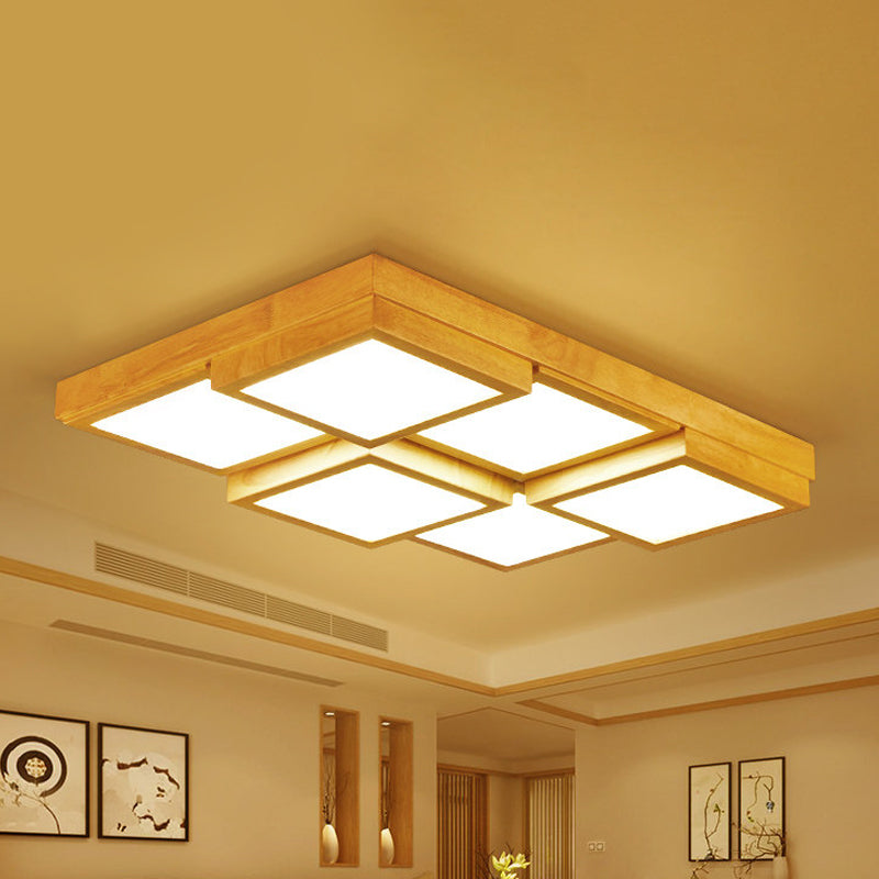 Houten LED Plafondlamp - 4/6/9 Licht Warm/Wit/Natuurlijk