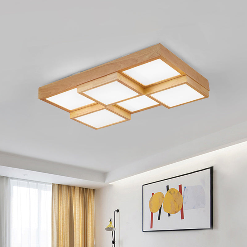 Houten LED Plafondlamp - 4/6/9 Licht Warm/Wit/Natuurlijk