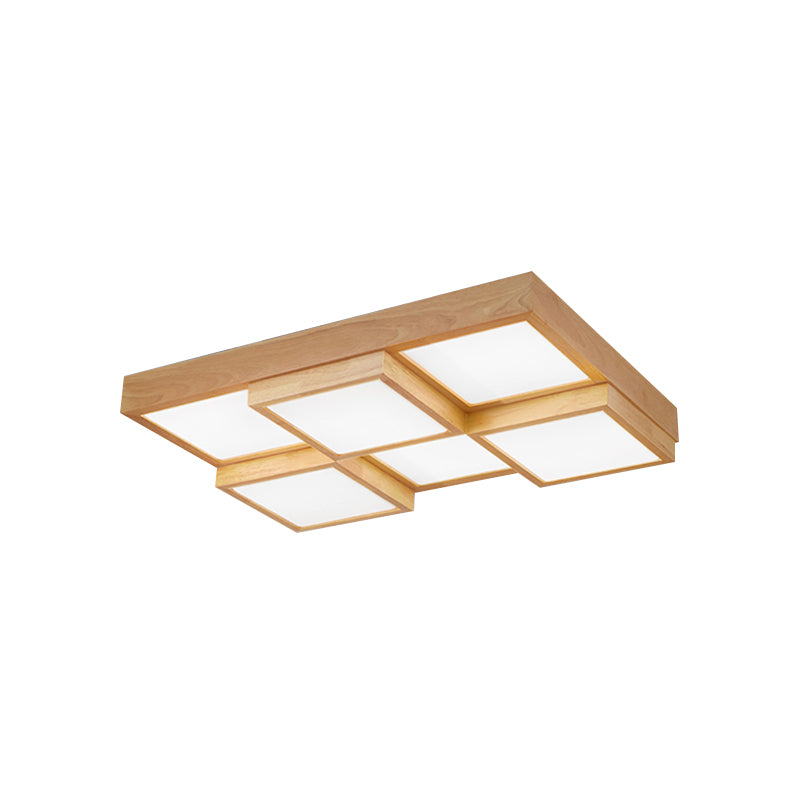 Houten LED Plafondlamp - 4/6/9 Licht Warm/Wit/Natuurlijk