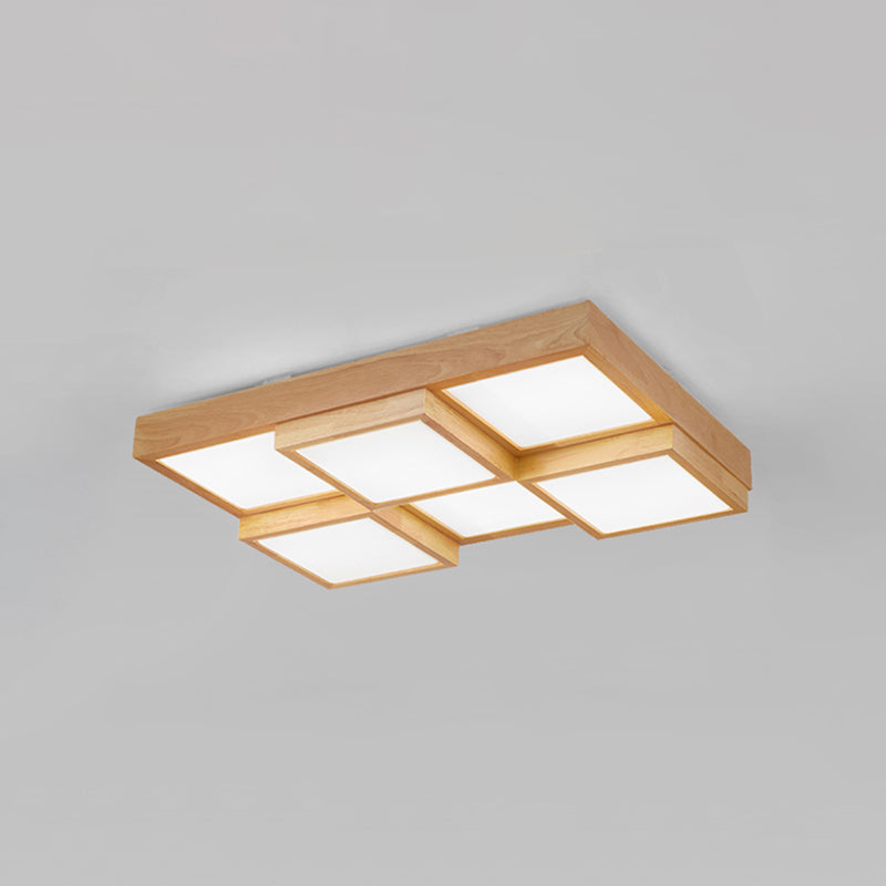 Houten LED Plafondlamp - 4/6/9 Licht Warm/Wit/Natuurlijk