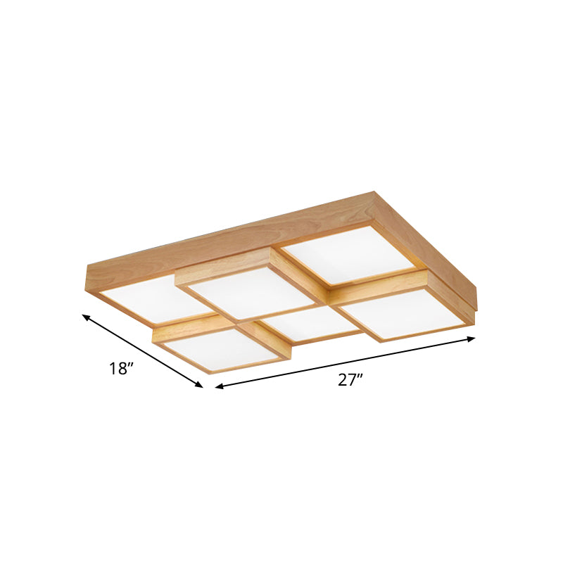 Houten LED Plafondlamp - 4/6/9 Licht Warm/Wit/Natuurlijk