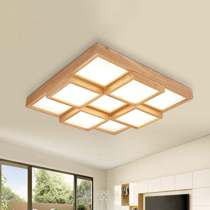 Houten LED Plafondlamp - 4/6/9 Licht Warm/Wit/Natuurlijk