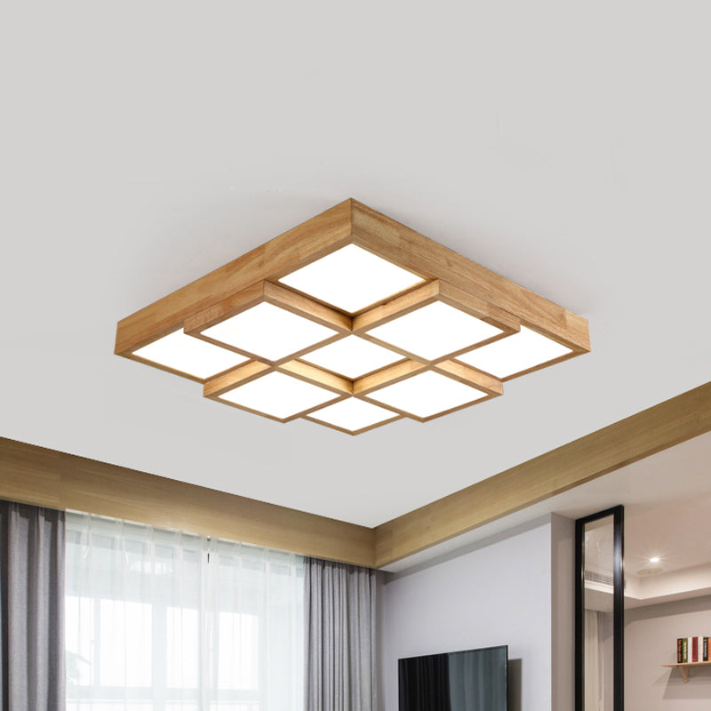 Houten LED Plafondlamp - 4/6/9 Licht Warm/Wit/Natuurlijk