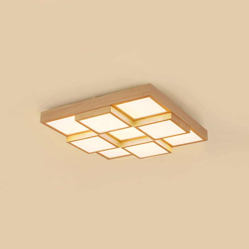 Houten LED Plafondlamp - 4/6/9 Licht Warm/Wit/Natuurlijk