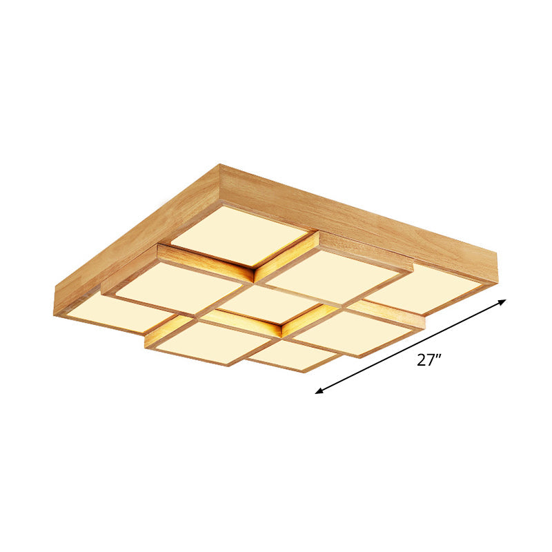 Houten LED Plafondlamp - 4/6/9 Licht Warm/Wit/Natuurlijk