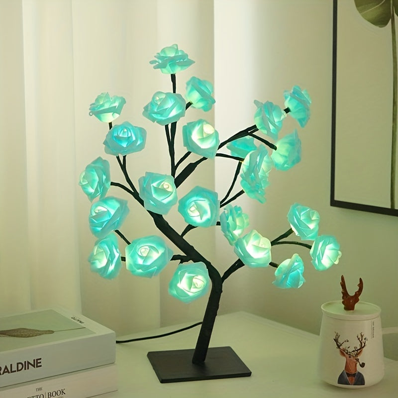 RozenLicht - LED Bloemen Tafellamp met USB, Sfeerverlichting