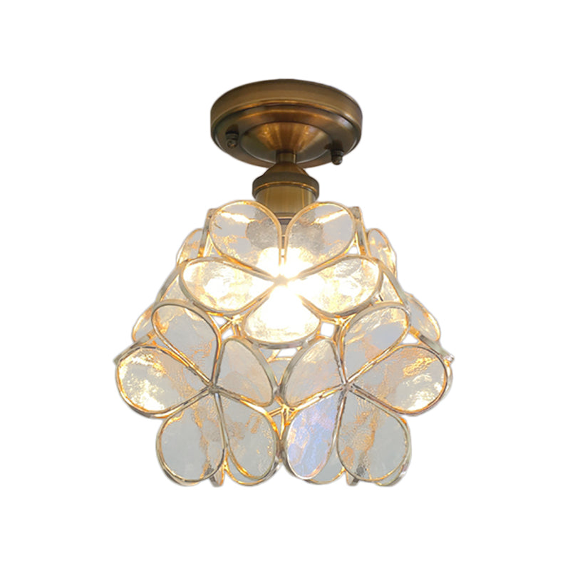 Retro Stijl Gekleurd Glas Plafondlamp met Bloemenpatroon