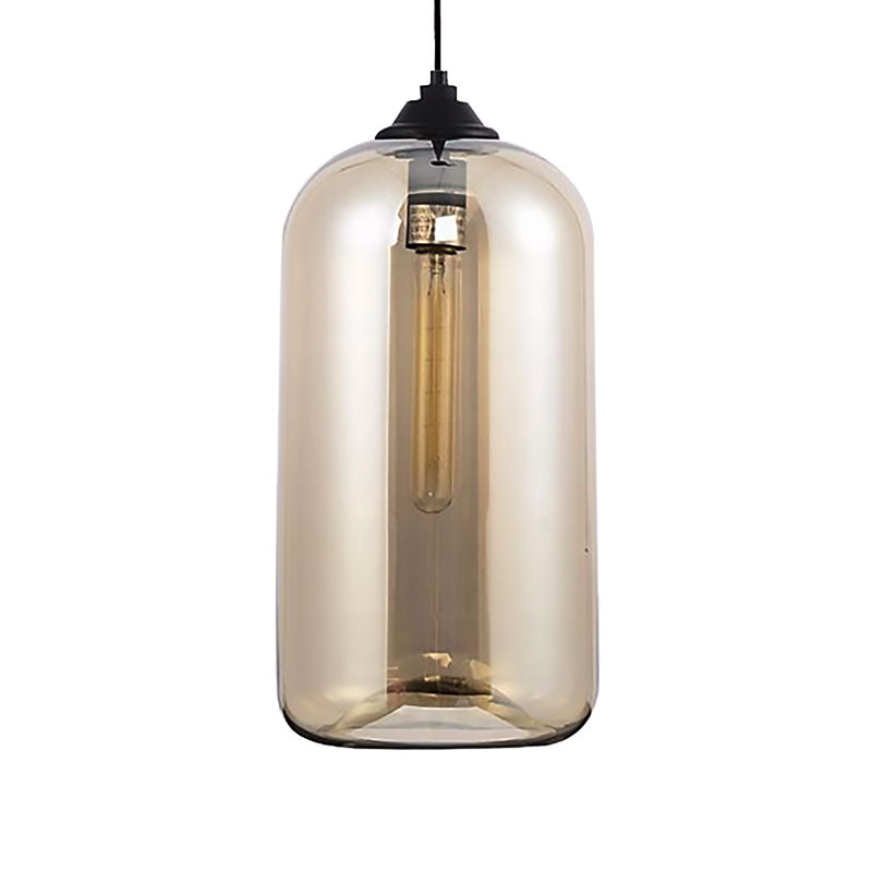 Brede Glas Hanglamp - Moderne 1-Lichts Zwarte Lamp