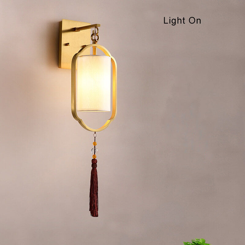 LumiGlow - Moderne 1-lichts wandlamp van stof in Chinese stijl