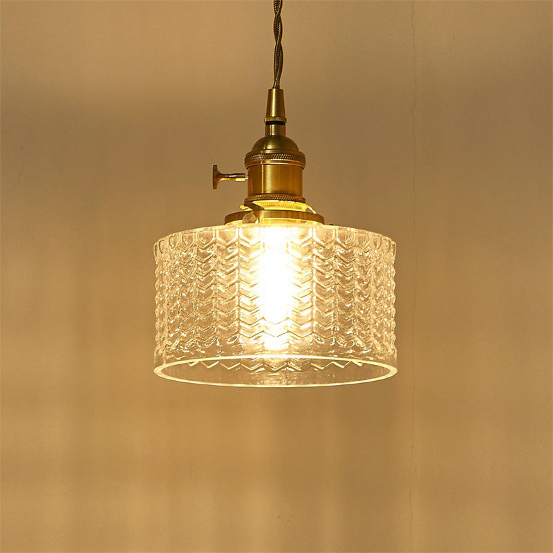 Moderne Korte Cilinder Hanglamp met Draaiknop in Messing