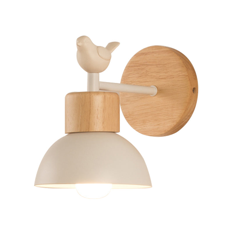 NordicDome - Metalen en Houten Wandlamp met Vogel voor Kinderkamer