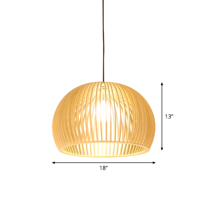 Aziatische Bamboe Hanglamp met Flared/Hemisphere/Onion Design 1 Licht Beige Klein/Groot Hangend Lichtarmatuur voor Eetkamer