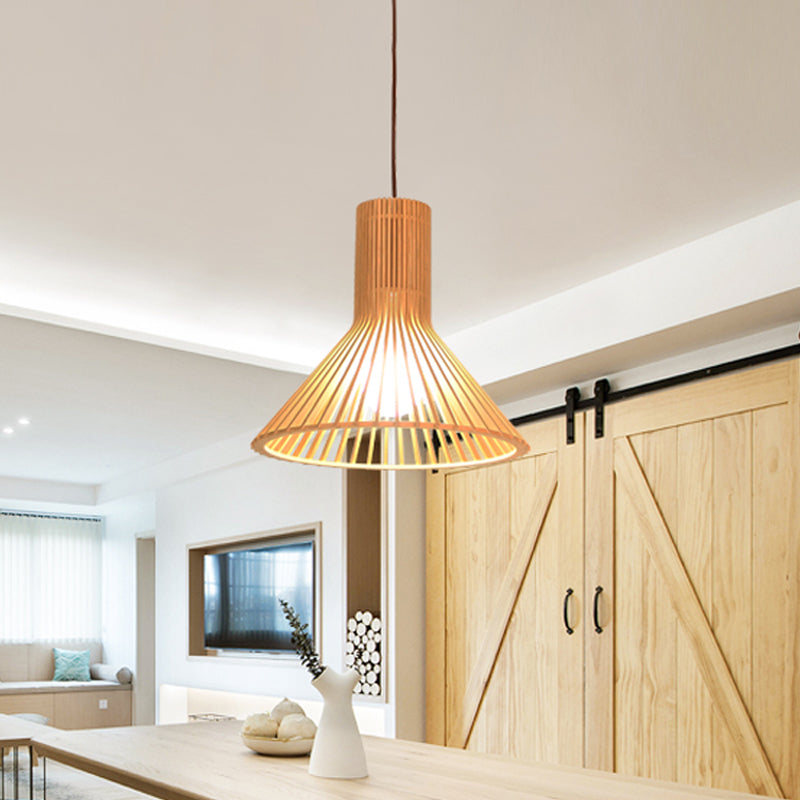 Aziatische Bamboe Hanglamp met Flared/Hemisphere/Onion Design 1 Licht Beige Klein/Groot Hangend Lichtarmatuur voor Eetkamer