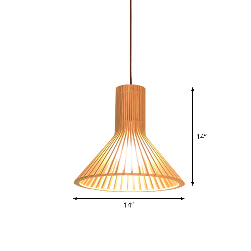 Aziatische Bamboe Hanglamp met Flared/Hemisphere/Onion Design 1 Licht Beige Klein/Groot Hangend Lichtarmatuur voor Eetkamer