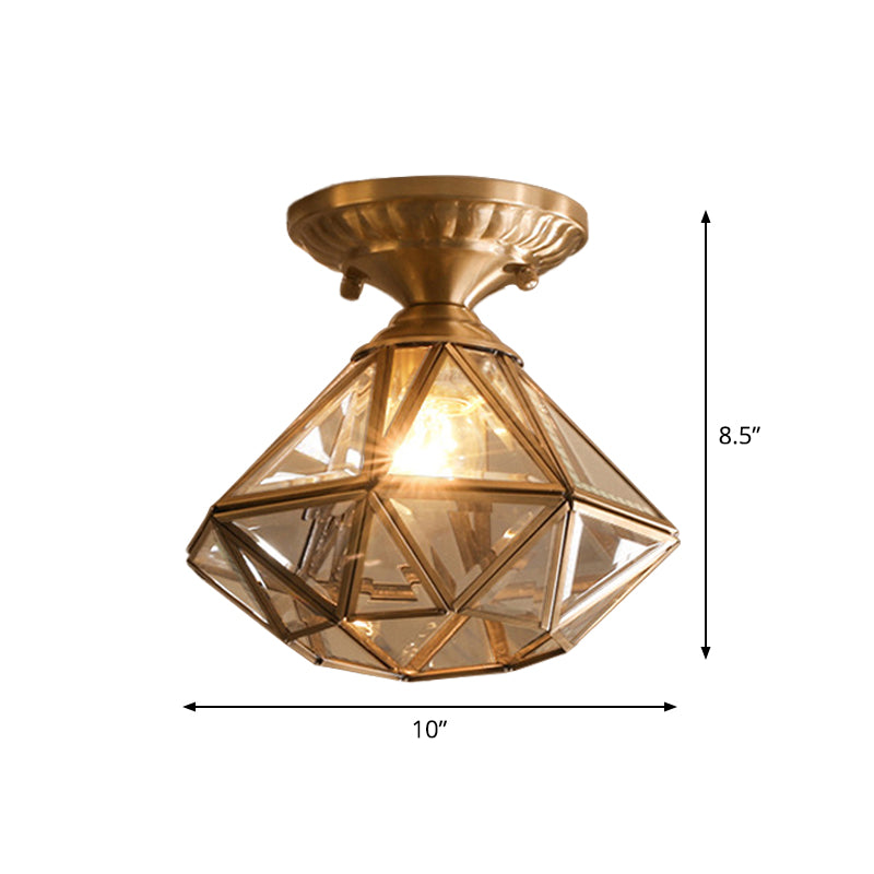 Stervormige Messing Plafondlamp - Traditioneel Transparant Glas