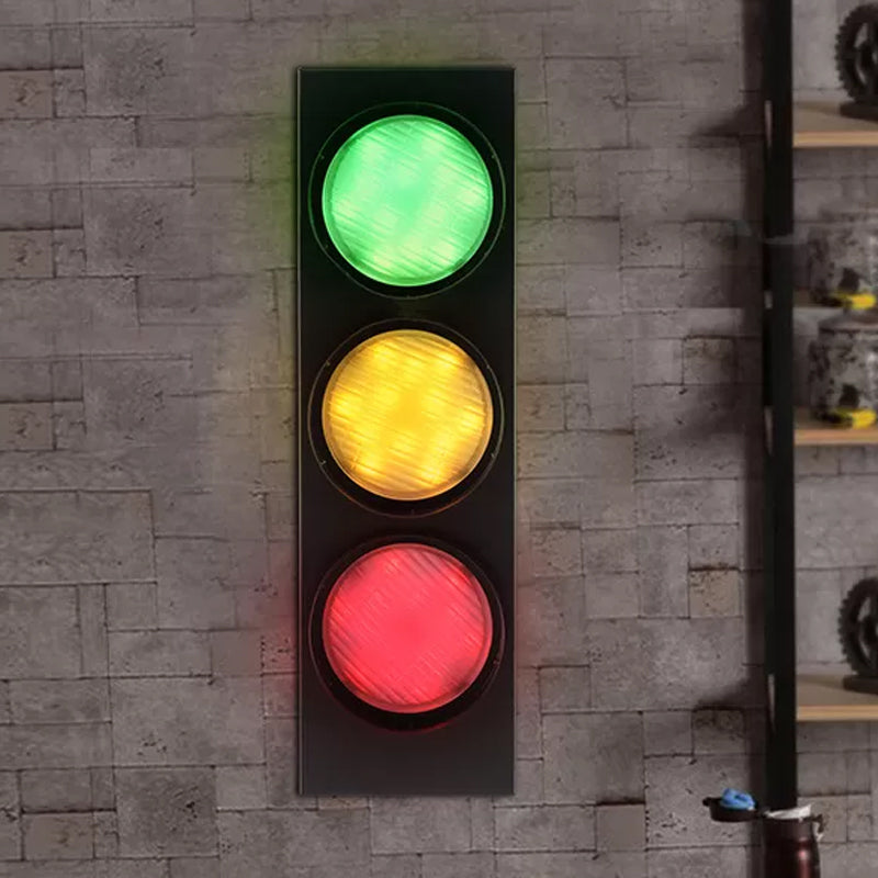 TrafficLight - Moderne Verkeerslichtvormige Wandlamp met 3 Lichten in Zwart voor Gang