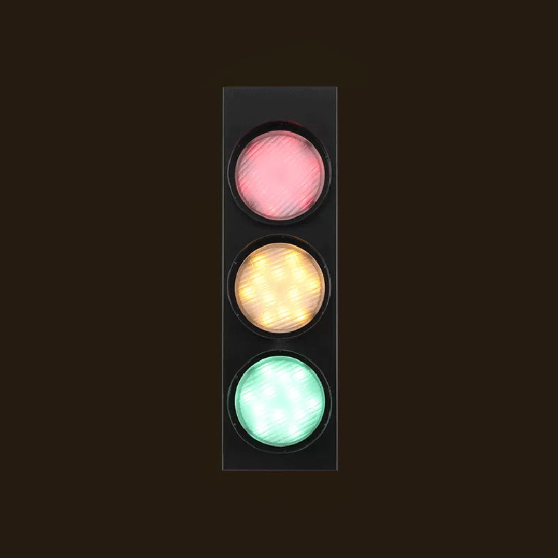 TrafficLight - Moderne Verkeerslichtvormige Wandlamp met 3 Lichten in Zwart voor Gang