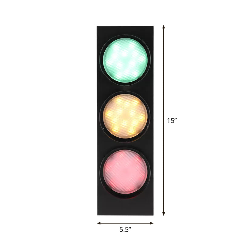 TrafficLight - Moderne Verkeerslichtvormige Wandlamp met 3 Lichten in Zwart voor Gang