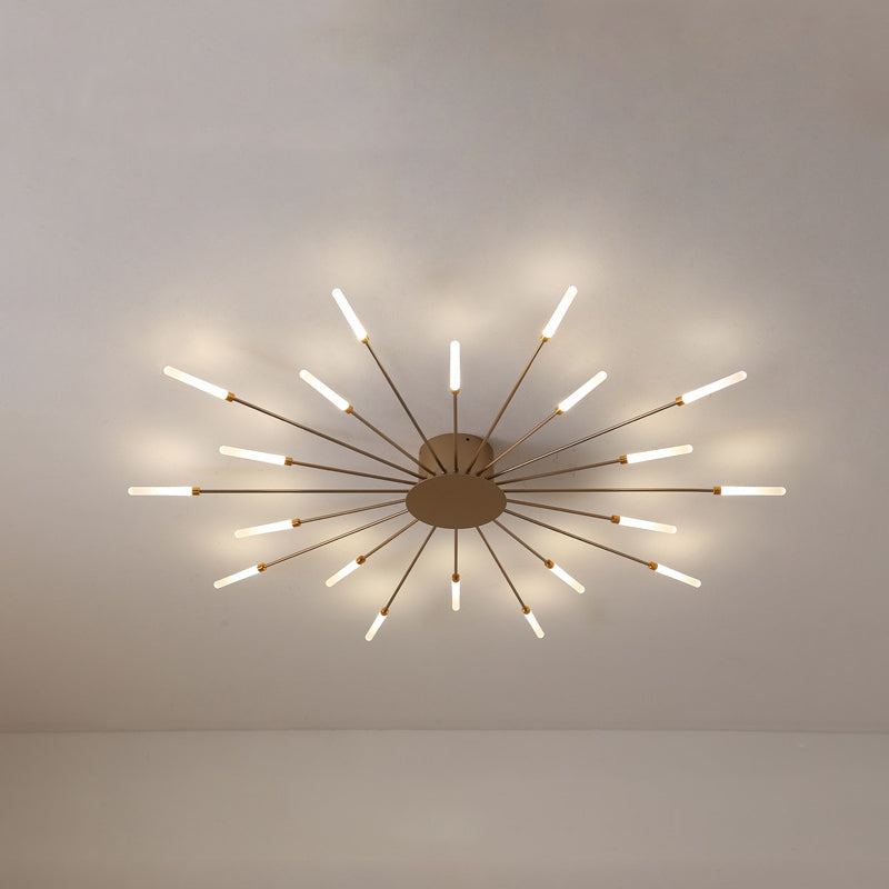 Moderne Plafondlamp in Zwart/Goud Burst - 12/18/28 LED Lichten Semi Flush Montage voor Slaapkamer