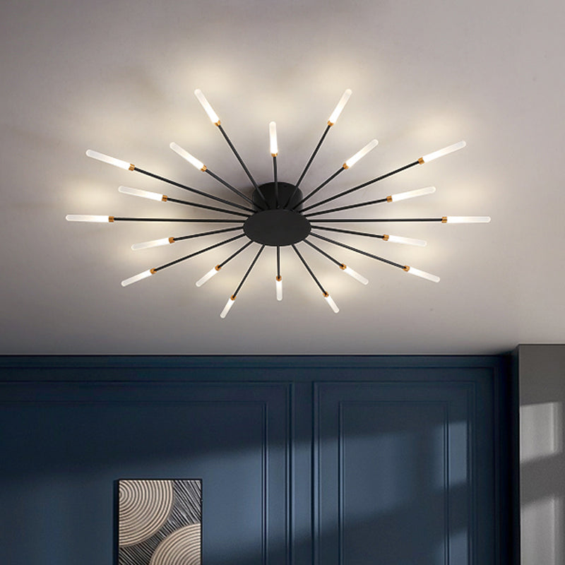 Moderne Plafondlamp in Zwart/Goud Burst - 12/18/28 LED Lichten Semi Flush Montage voor Slaapkamer