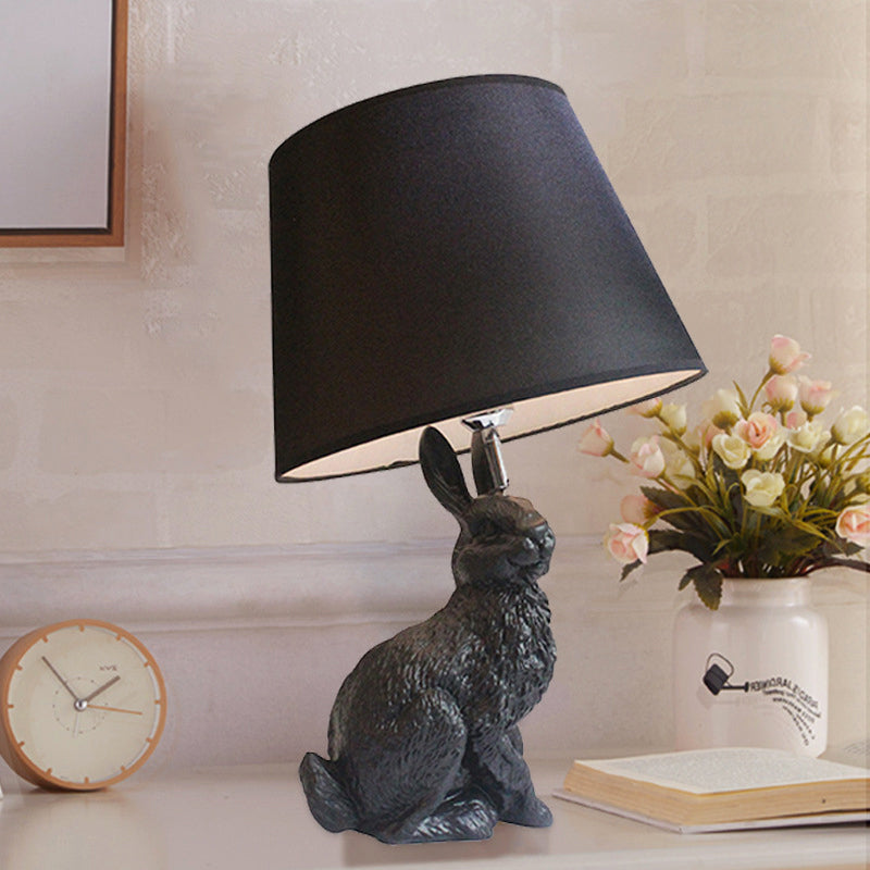 Bunny Bureaulamp - Kinderkamer Tafellamp met Zwarte Stoffen Kap