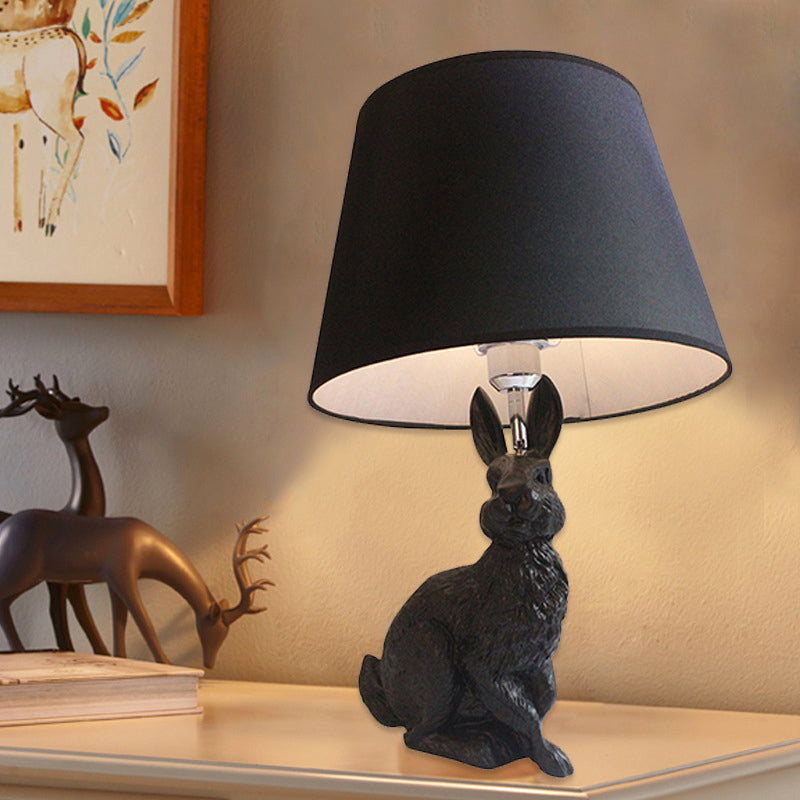 Bunny Bureaulamp - Kinderkamer Tafellamp met Zwarte Stoffen Kap