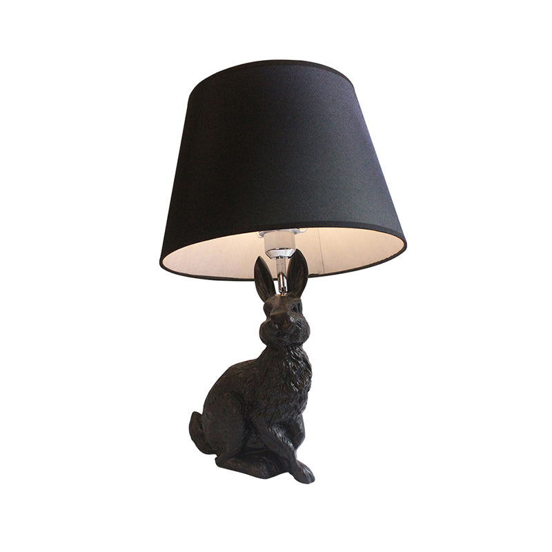 Bunny Bureaulamp - Kinderkamer Tafellamp met Zwarte Stoffen Kap