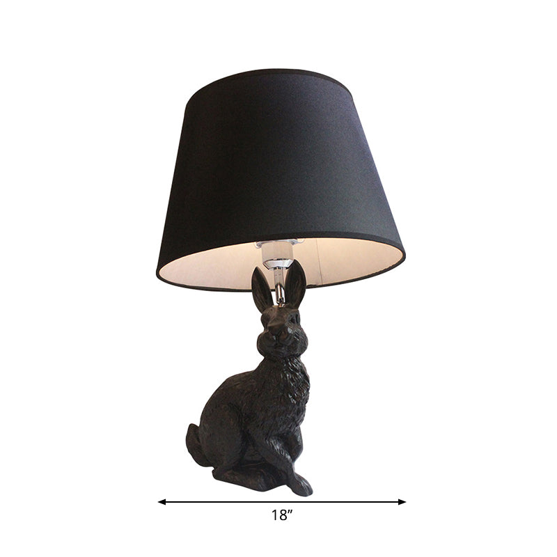 Bunny Bureaulamp - Kinderkamer Tafellamp met Zwarte Stoffen Kap